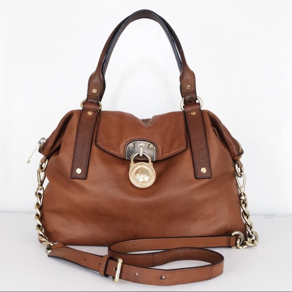 MK Distressed Cognac Hamilton Convertible Satchel